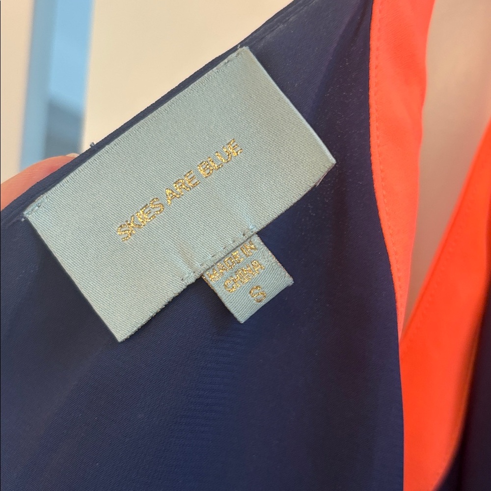 Skies Are Blue Dark Blue and Bright Orange Mini Dress - Picture 9 of 11
